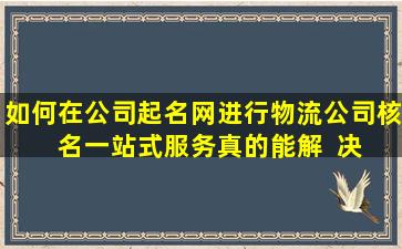 如何在公司起名网进行物流公司核  名一站式服务真的能解  决所有问题吗